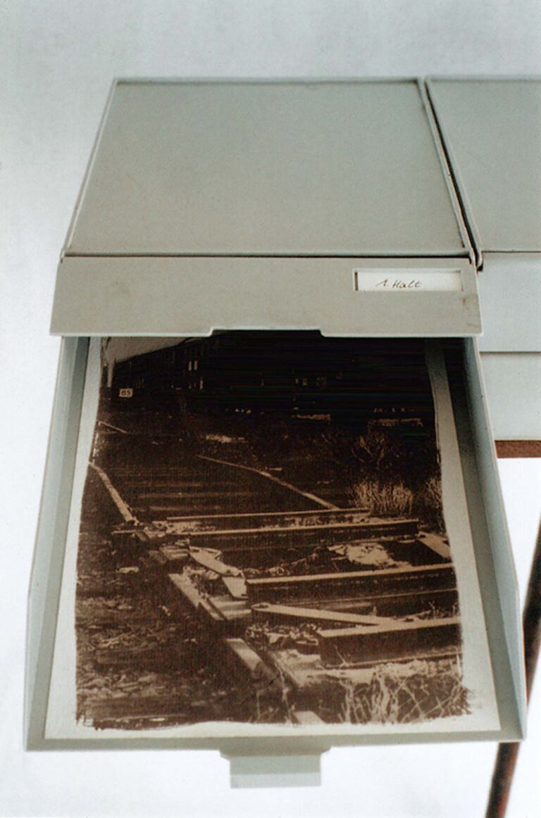Freie Fahrt (Detail), Van Dyke Photographic Emulsion on Paper, Archival Boxes, Metal Frame, 1993