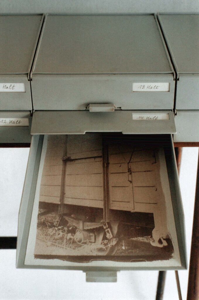 Freie Fahrt (Detail), Van Dyke Photographic Emulsion on Paper, Archival Boxes, Metal Frame, 1993