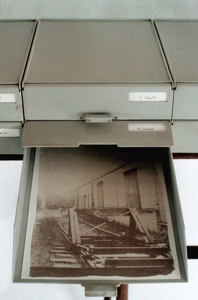 Freie Fahrt (Detail), Van Dyke Photographic Emulsion on Paper, Archival Boxes, Metal Frame, 1993