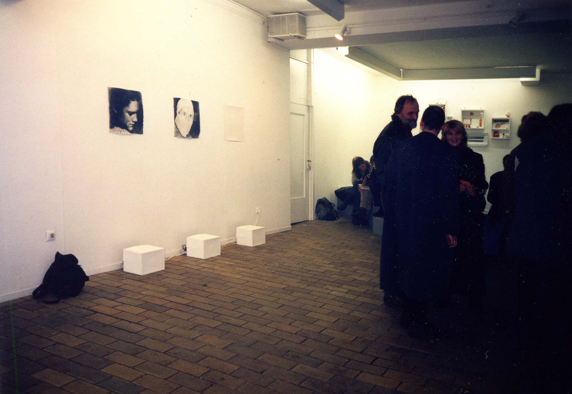 Part Two of the Installation BombenBunkerStimmung, Silver Gelatine Print on Paper and Interviews, 2000 View into the exhibition Zeit at GaDeWe, Bremen