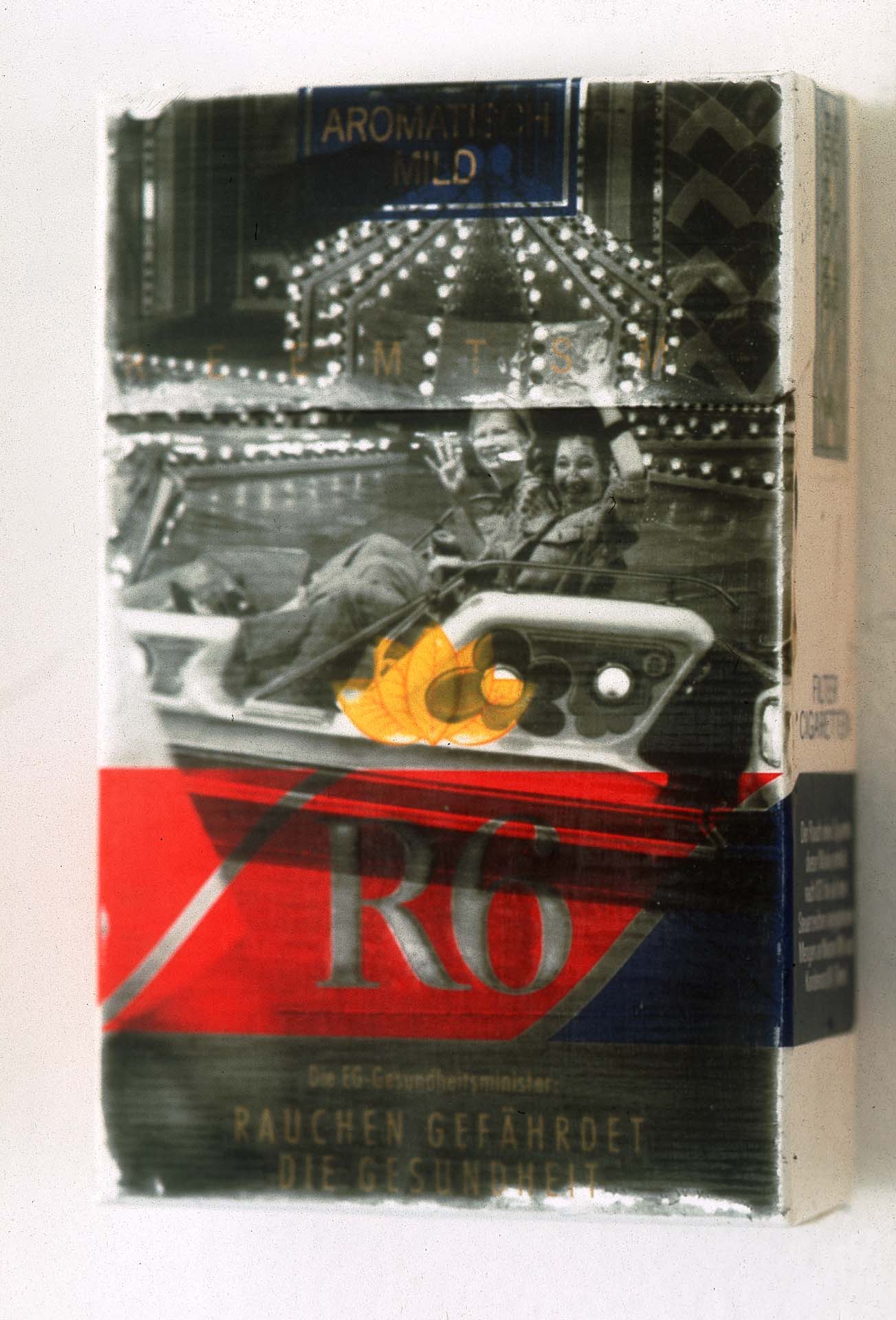 Reiseberichte eines Rauchers (A Smoker's Travelogue) IX, Silver Gelatine Print on Cigarette Package, 5,5 x 10 x 2 cm, 1998