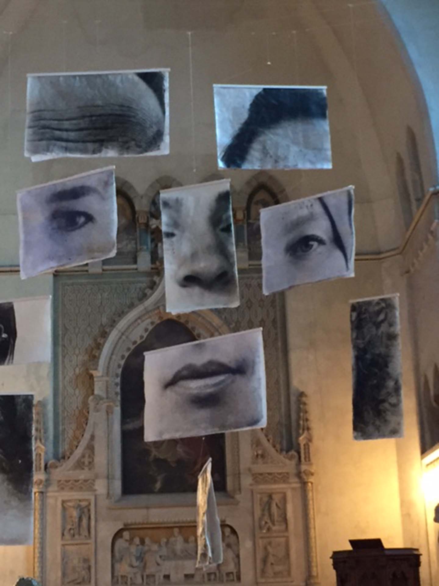 Bnei Adam, Mobile Silver Gelatine Print on Paper, 450 x 250 cm appr., 2017 At Zeig Dich!, Zwinglikirche, Berlin; in Occasion of the German Protestant Church Congress 2017